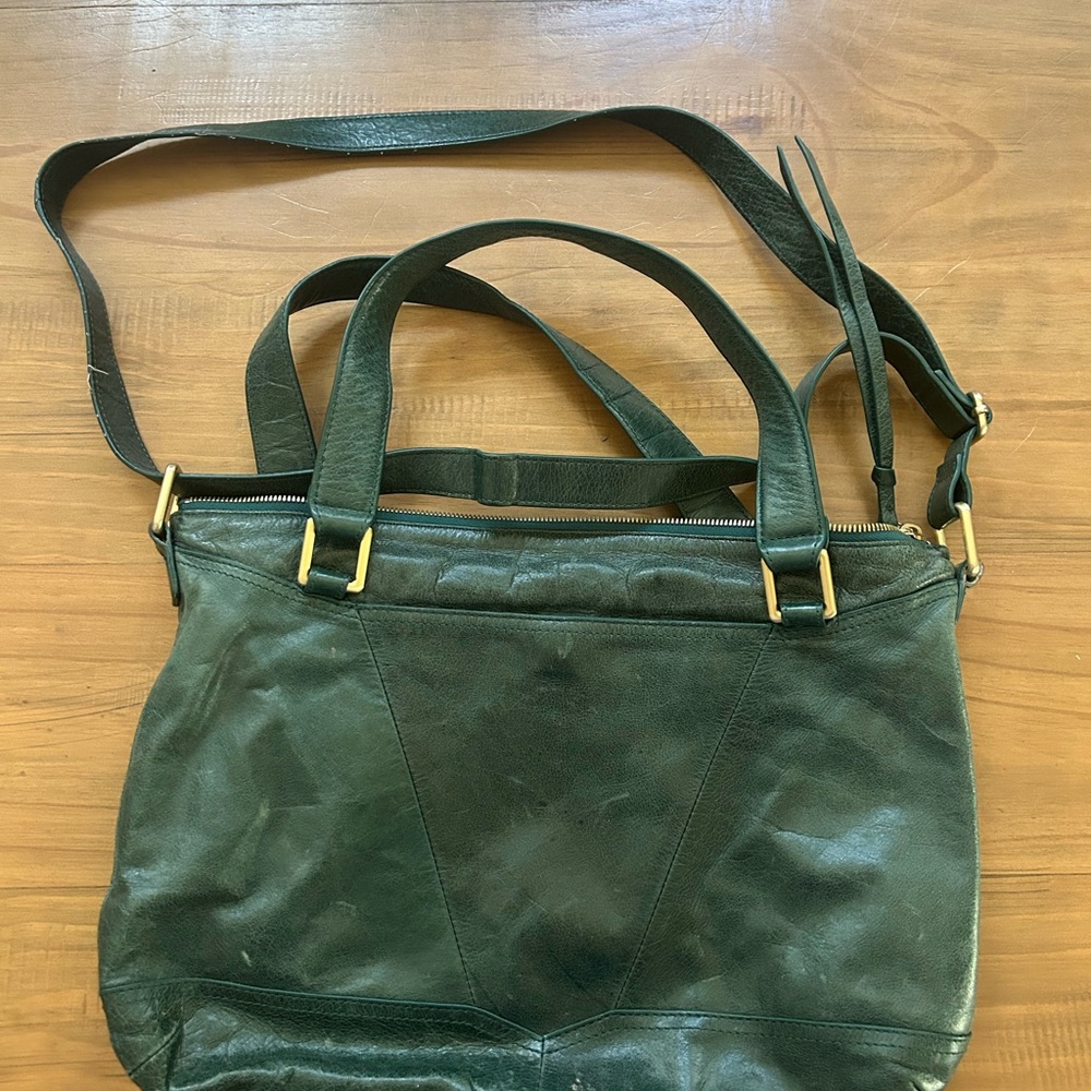 HOBO Dark Green Leather Shoulder Bag - Versatile Everyday Carry - Picture 2 of 6